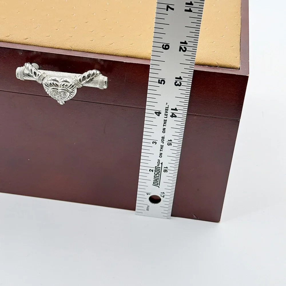 Judith Ripka Jewelry Box Chest Diamonique Heart Handle 3 Level Ostrich Embossed